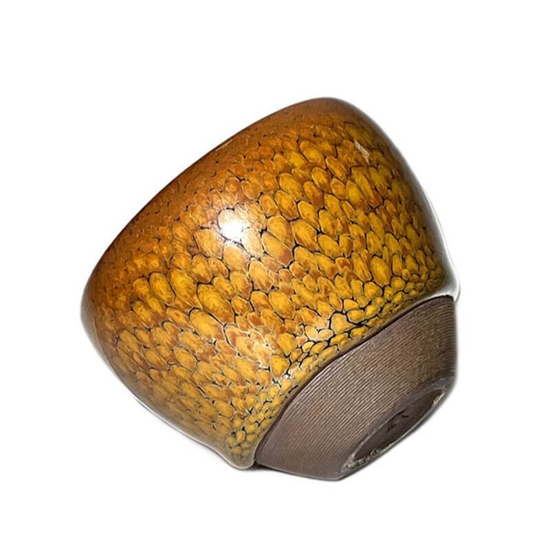 Partridge Jianzhan Tenmoku Oval Tea Cup Yellow