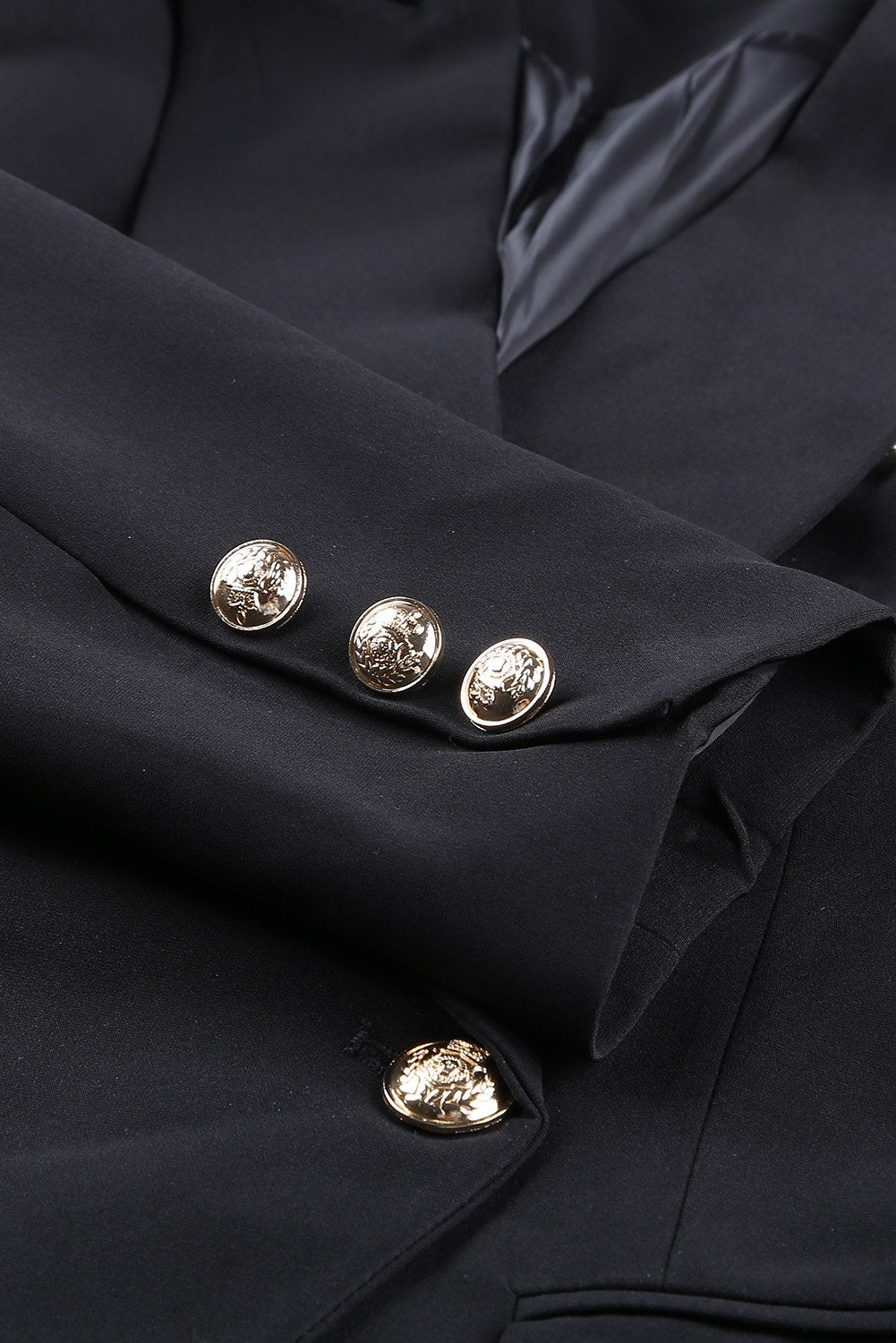 Blazer Double Boutonnage Manches Longues Noire Elegant pour Femmes