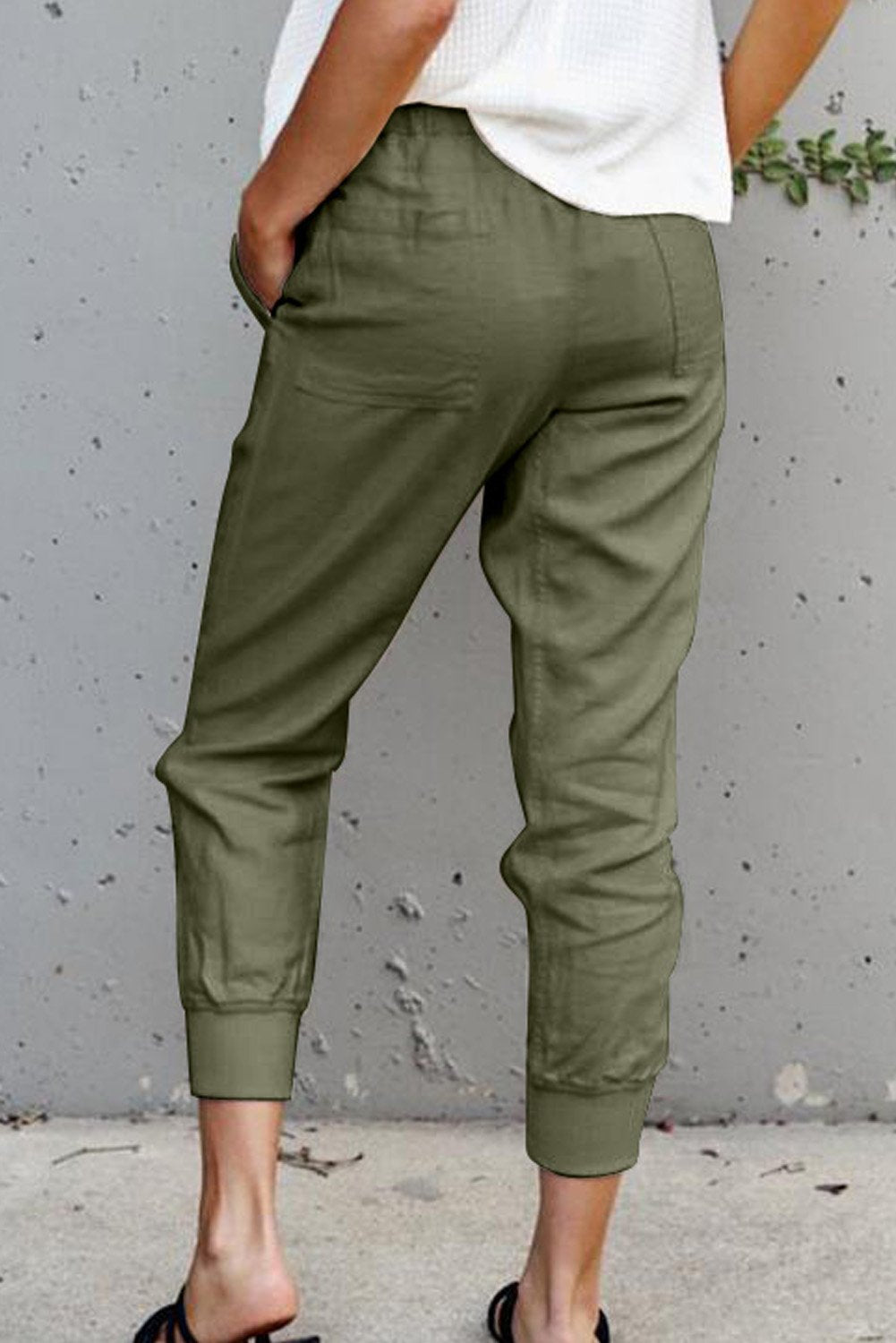 Pantalon Femme Vert Decontractee Les Poches