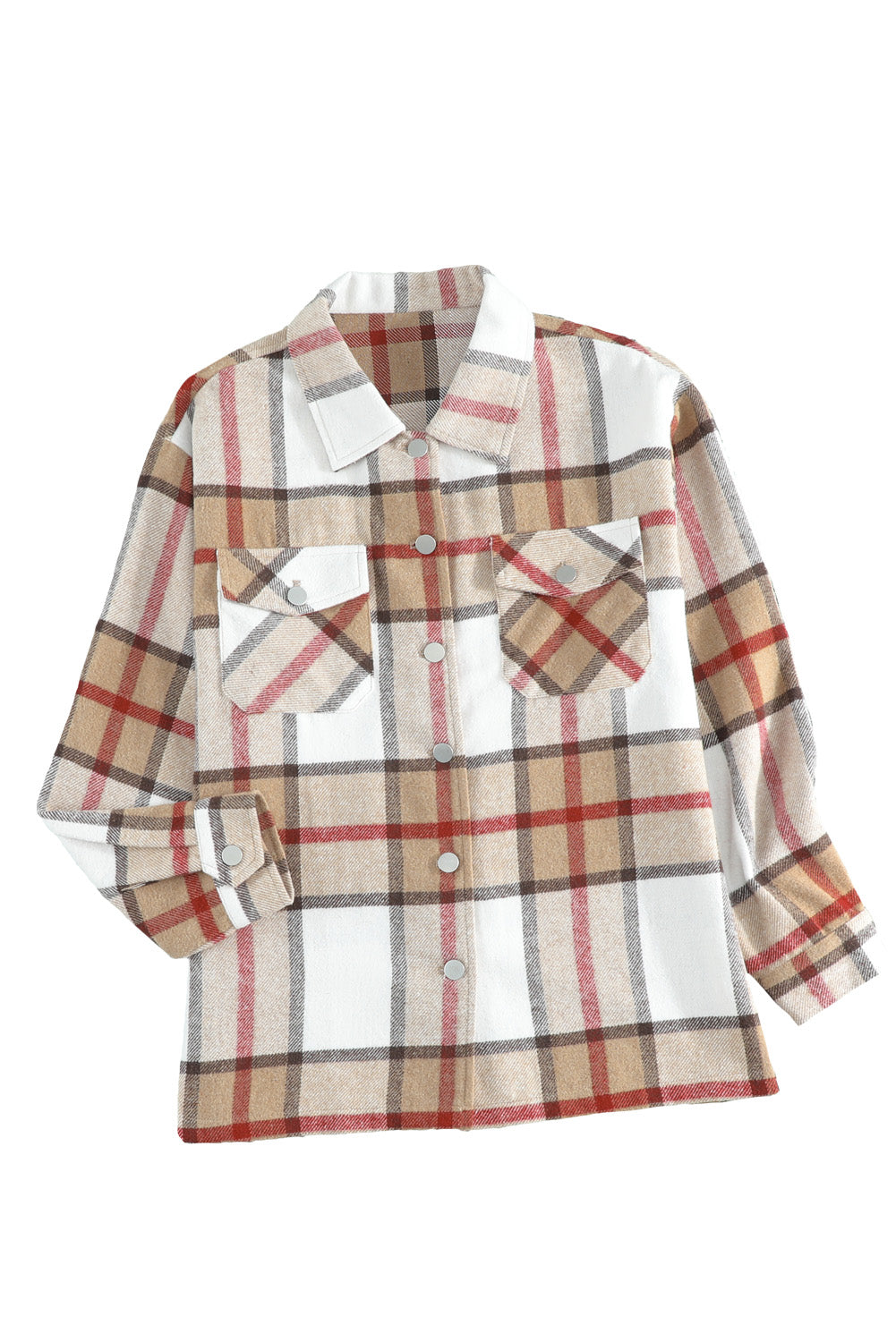 Manteau chemise boutonné à carreaux avec poche