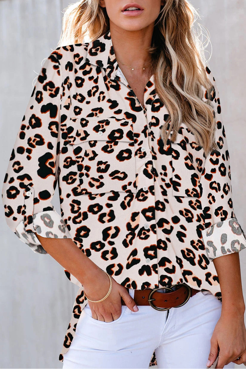 Chemise Femme Classique Imprime Leopard Manches Longues
