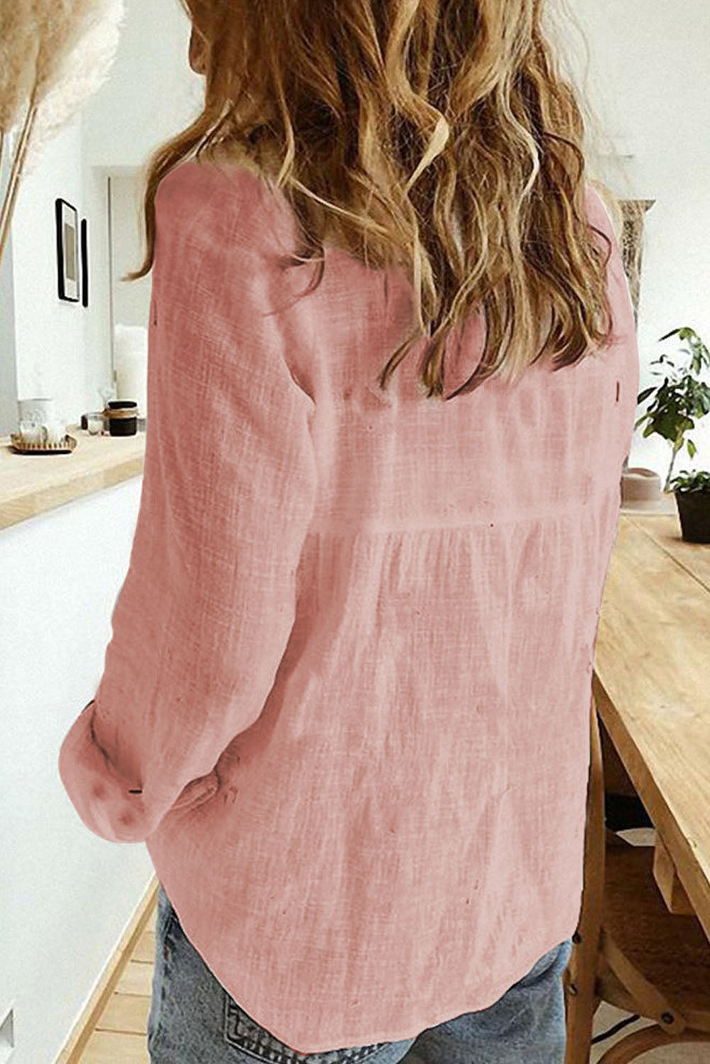 Chemise Femme Rose Manches Longues