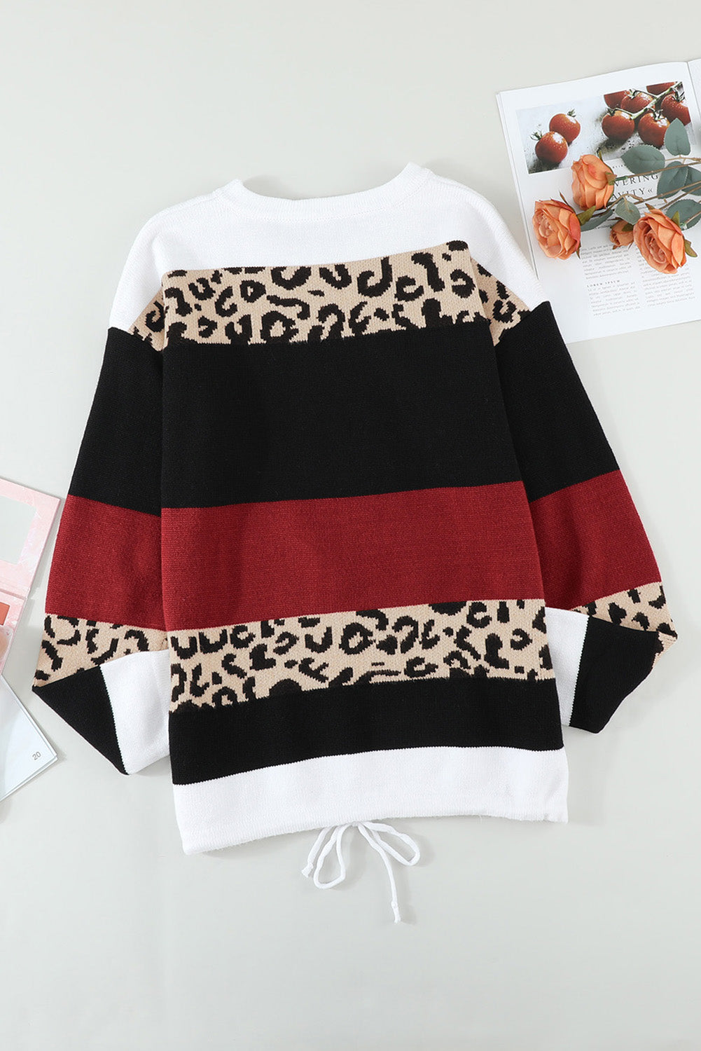 Pull Col Rond Rouge Leopard