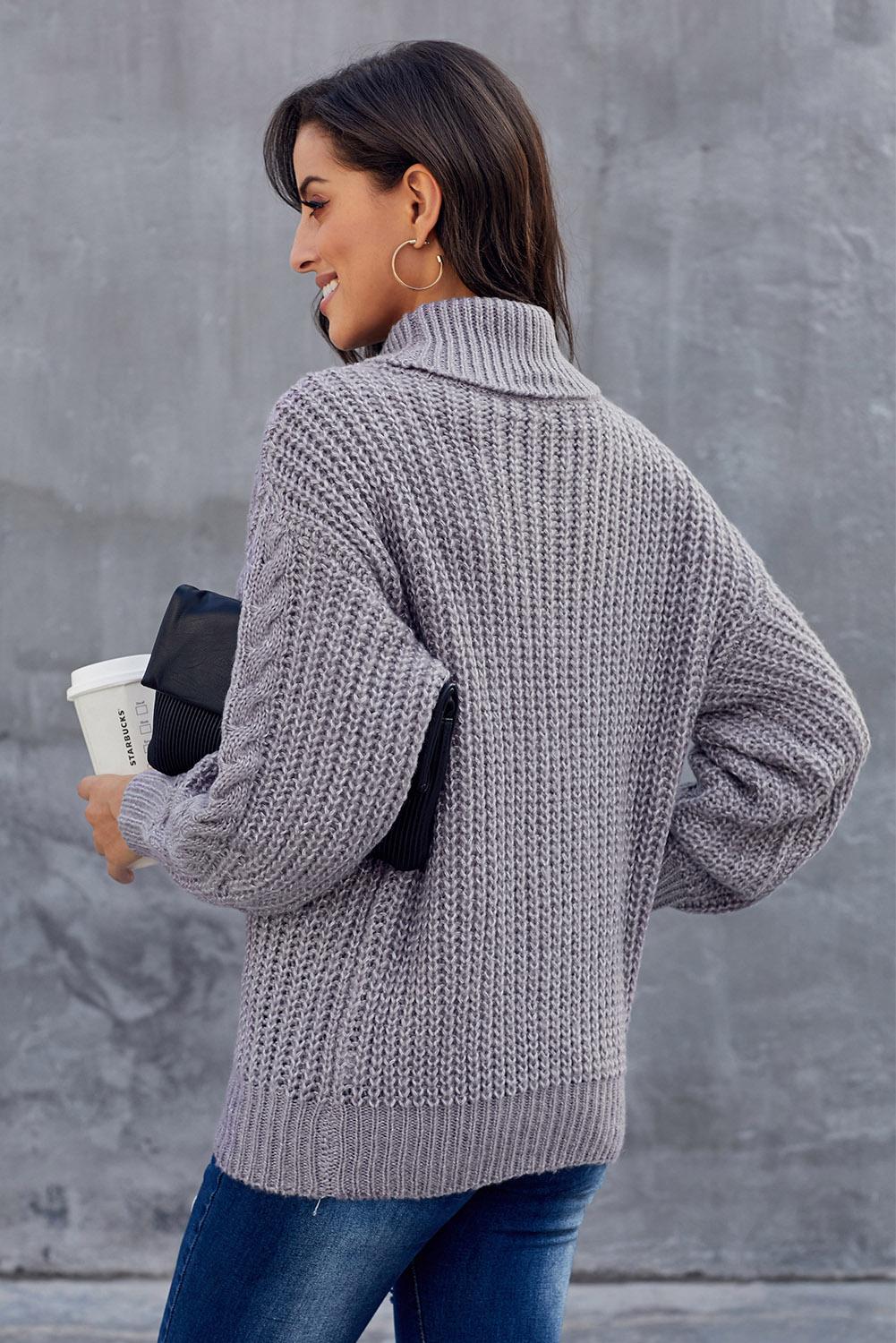 Acheter Col roulé hiver pull femmes élégant épais chaud femme tricoté pull  en vrac basique tricots pull