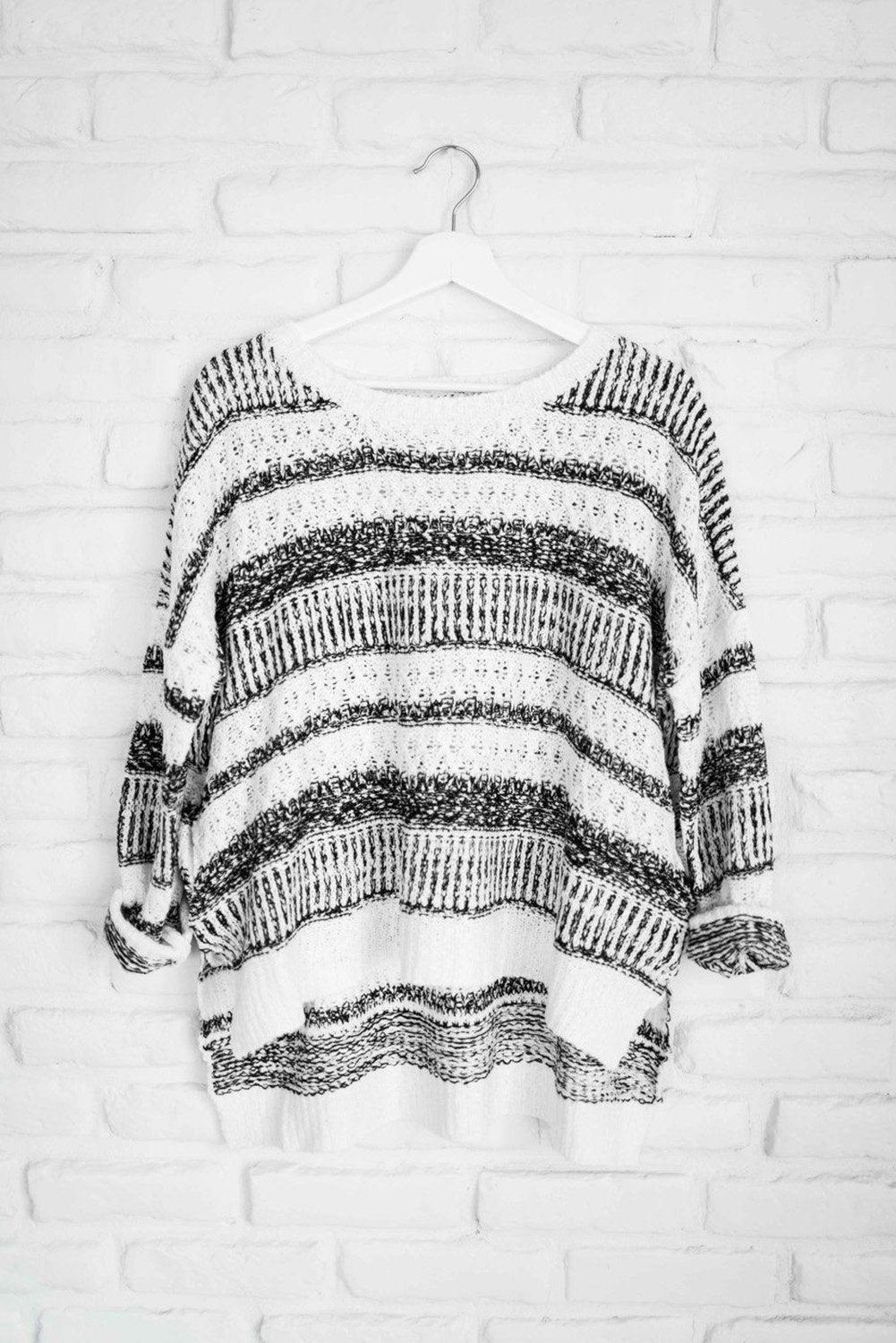 Pull a Rayures Blanche Femme en tricot